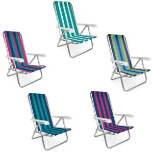 Cadeira de Praia Reclinavel 4 Posicoes Aluminio Cores Sortidas Metalurgica Mor